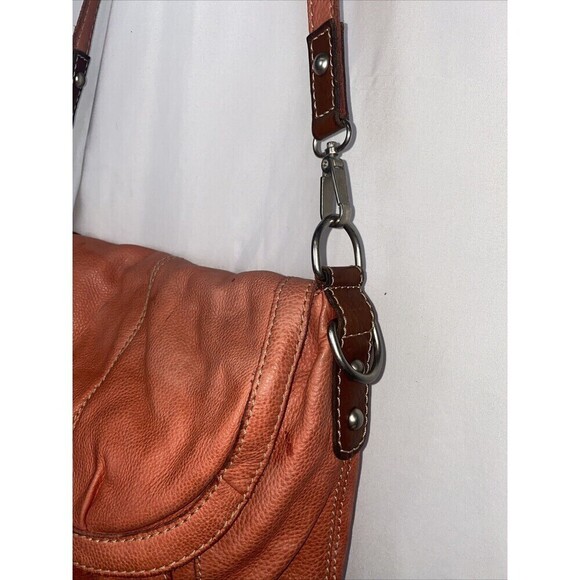FOSSIL Key Per Crossbody Leather Orange Summer Handbag Boho Hobo Hippie - Picture 4 of 14